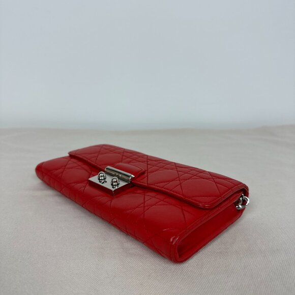 Dior, Miss Dior Orange Quilted Leather Wallet on Chain - Picture 4 of 14
